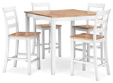 Gesthaven Natural/White Counter Height Dining Table and 4 Barstools (Set of 5) - Ella Furniture