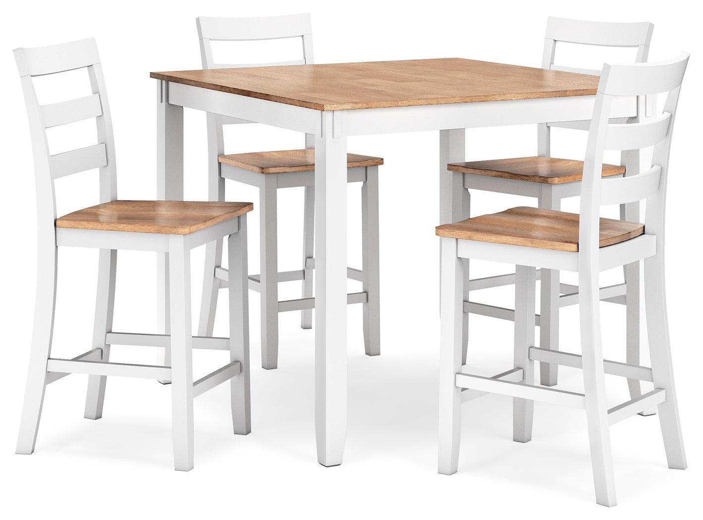 Gesthaven Natural/White Counter Height Dining Table and 4 Barstools (Set of 5) - Ella Furniture