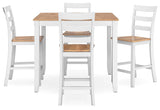 Gesthaven Natural/White Counter Height Dining Table and 4 Barstools (Set of 5) - Ella Furniture