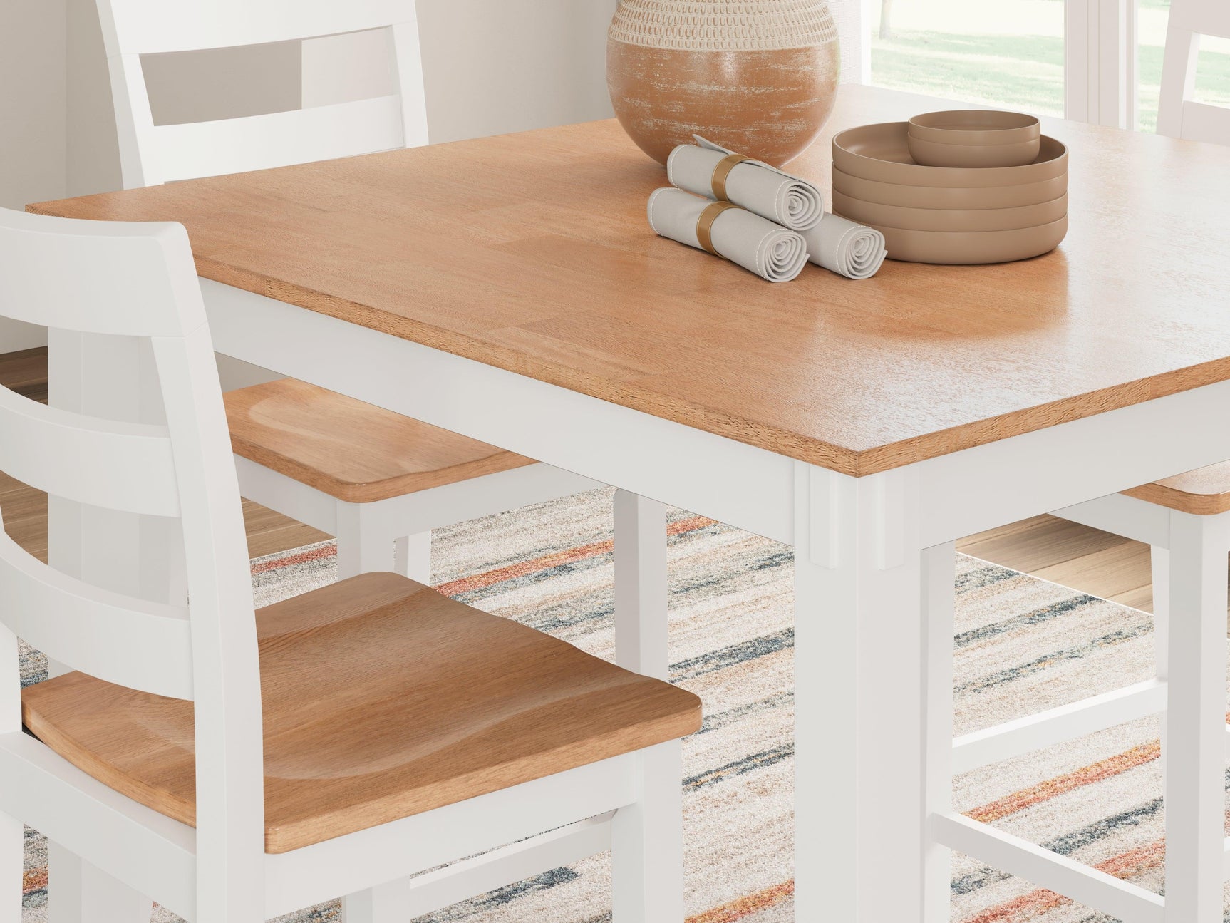 Gesthaven Natural/White Counter Height Dining Table and 4 Barstools (Set of 5) - Ella Furniture