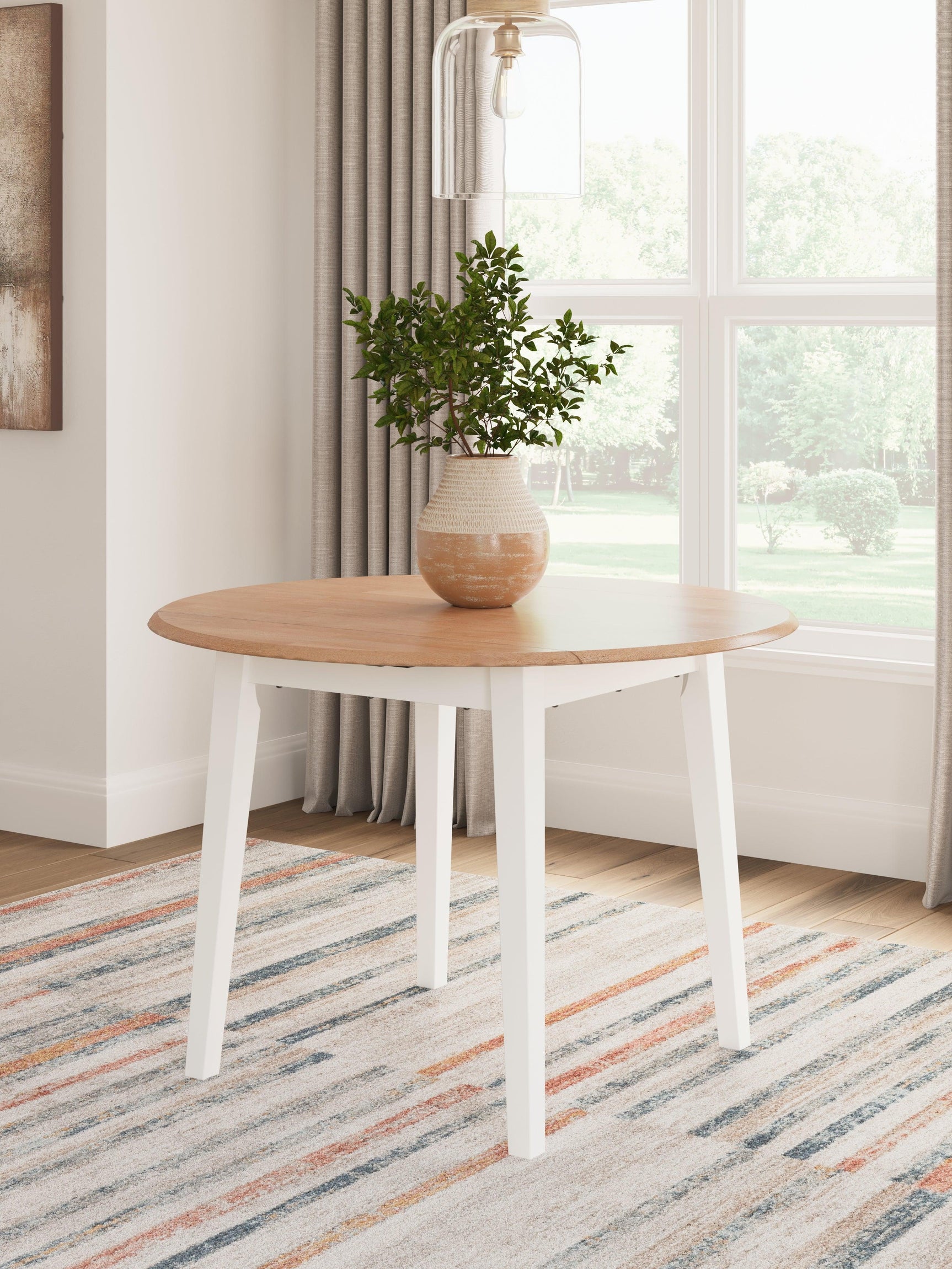 Gesthaven Natural/White Dining Drop Leaf Table - Ella Furniture
