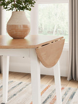 Gesthaven Natural/White Dining Drop Leaf Table - Ella Furniture