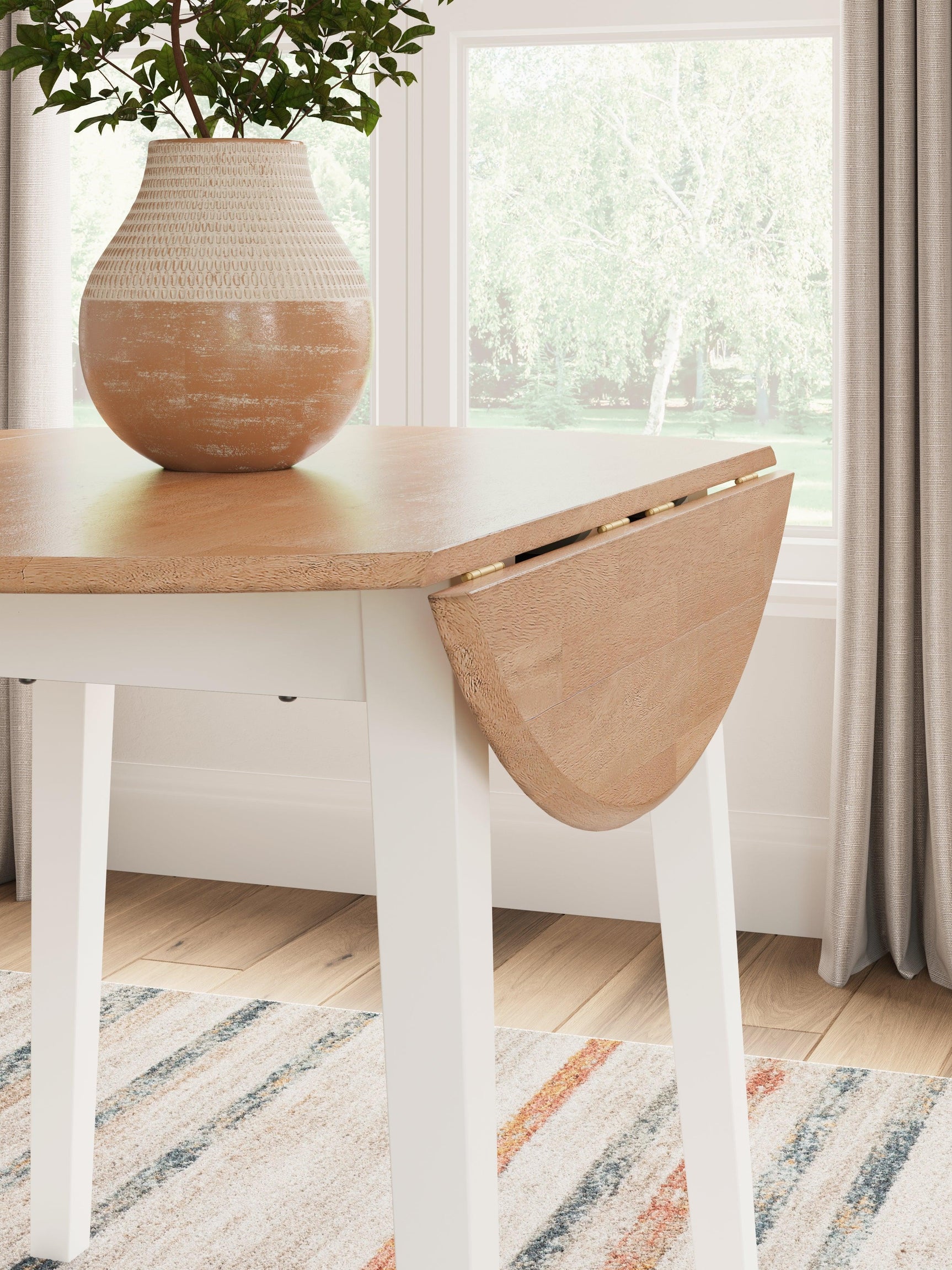 Gesthaven Natural/White Dining Drop Leaf Table - Ella Furniture