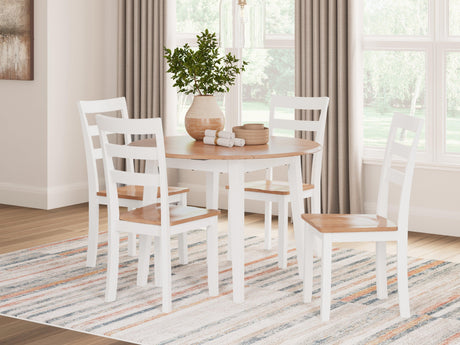 Gesthaven Natural/White Dining Drop Leaf Table - Ella Furniture