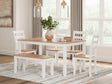 Gesthaven Natural/White Dining Table with 4 Chairs and Bench (Set of 6) - Ella Furniture
