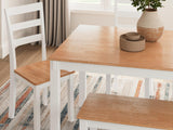 Gesthaven Natural/White Dining Table with 4 Chairs and Bench (Set of 6) - Ella Furniture