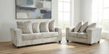 Gia Silver Stripe Fabric Sofa and Loveseat 2-Piece Set from Ella Furniture