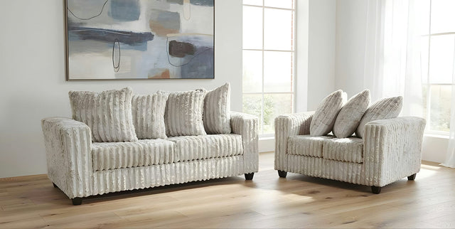 Gia Silver Stripe Fabric Sofa and Loveseat 2-Piece Set from Ella Furniture