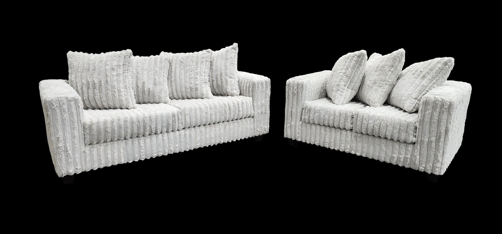 Gia Silver Stripe Fabric Sofa and Loveseat 2-Piece Set view 2