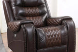 Glendale Dark Brown Contemporary Solid Wood Faux Leather (3Pcs Power Reclining Set) - Ella Furniture