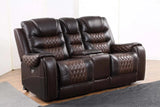 Glendale Dark Brown Contemporary Solid Wood Faux Leather (3Pcs Power Reclining Set) - Ella Furniture