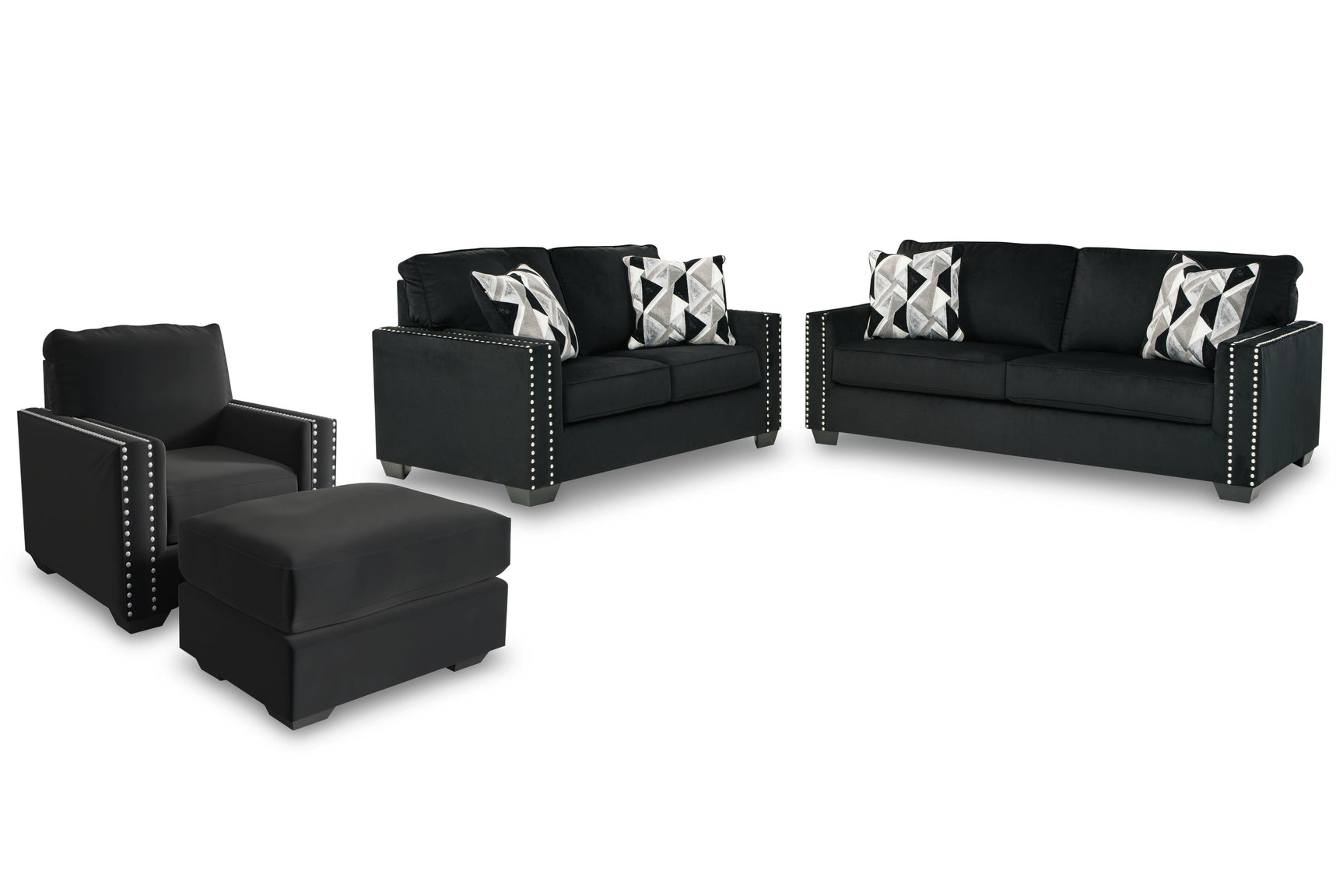 Gleston Onyx Sofa, Loveseat, Chair And Ottoman - Ella Furniture