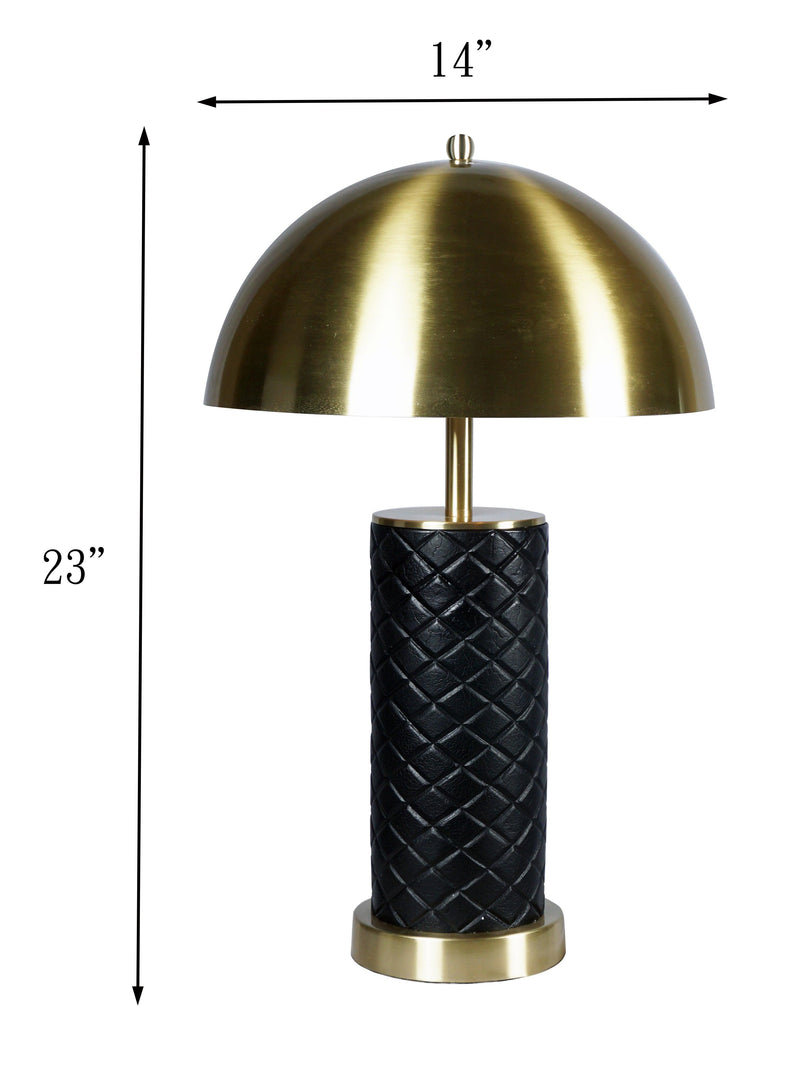 Gold/Black Modern Metal Leather Table Lamp - Ella Furniture