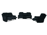 Grace Black Corduroy Reclining Sofa with Drop-Down Table, Loveseat, and Glider Recliner Set view 3