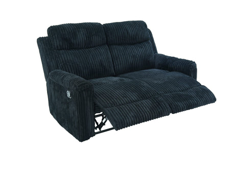 Grace Black Corduroy Reclining Sofa with Drop-Down Table, Loveseat, and Glider Recliner Set view 4