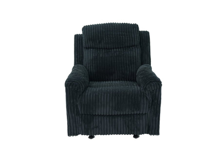 Grace Black Corduroy Reclining Sofa with Drop-Down Table, Loveseat, and Glider Recliner Set view 5