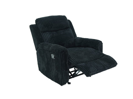 Grace Black Corduroy Reclining Sofa with Drop-Down Table, Loveseat, and Glider Recliner Set view 6