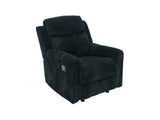 Grace Black Corduroy Reclining Sofa with Drop-Down Table, Loveseat, and Glider Recliner Set view 7