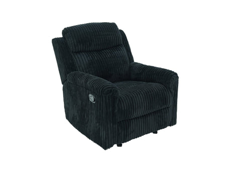 Grace Black Corduroy Reclining Sofa with Drop-Down Table, Loveseat, and Glider Recliner Set view 7