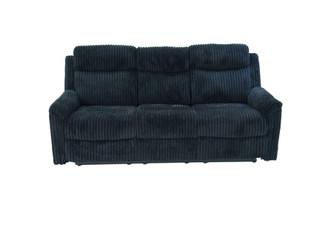 Grace Black Corduroy Reclining Sofa with Drop-Down Table, Loveseat, and Glider Recliner Set view 11
