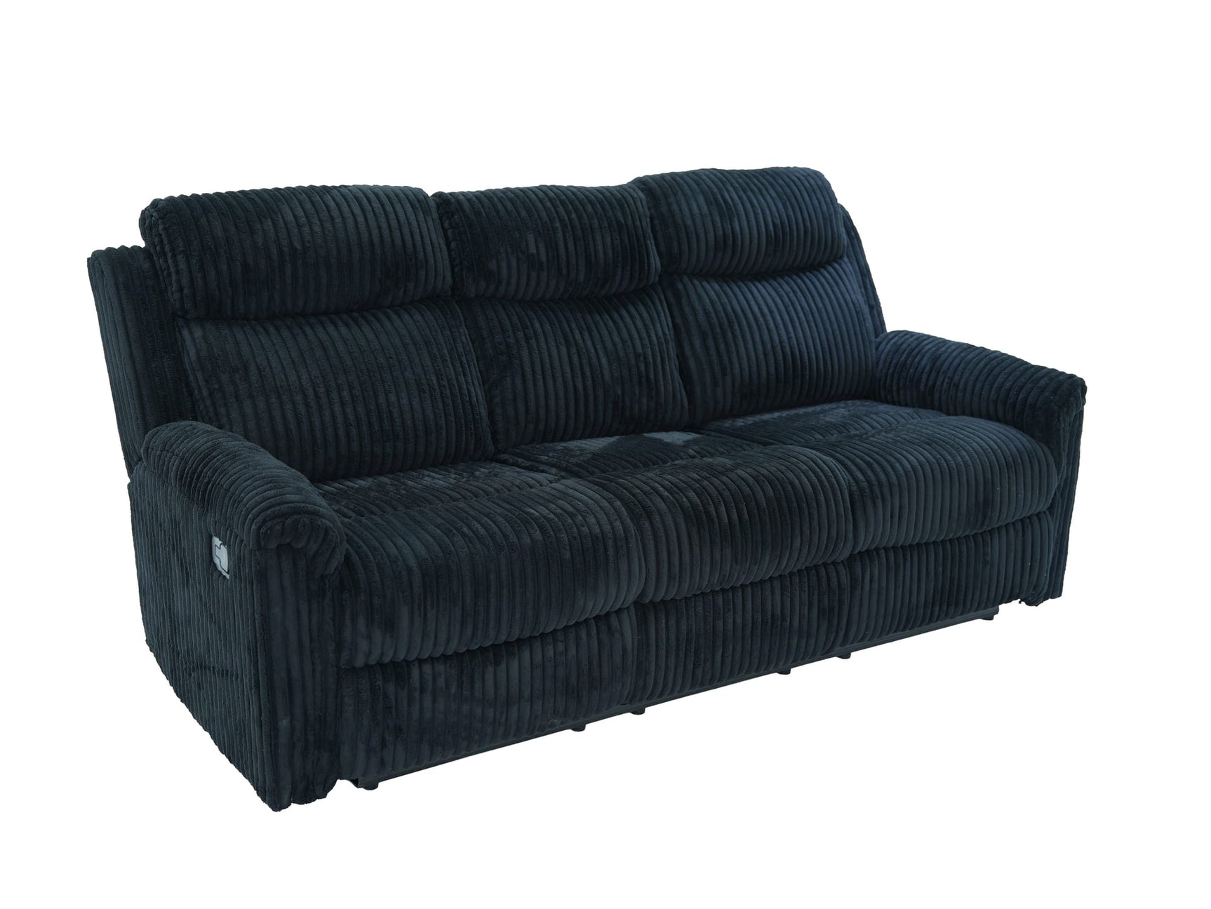 Grace Black Corduroy Reclining Sofa with Drop-Down Table, Loveseat, and Glider Recliner Set view 12