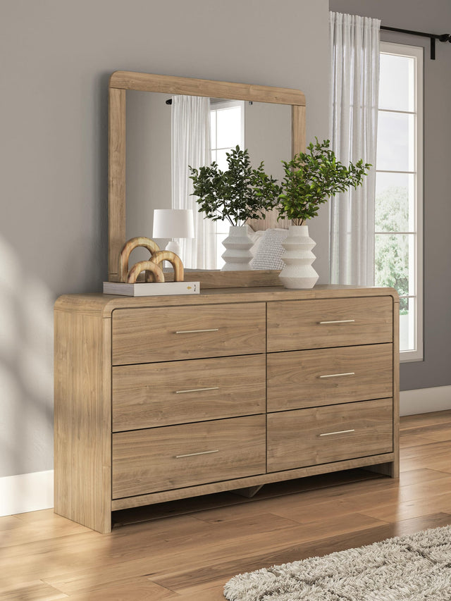 Gramburg Warm Natural Brown Dresser and Mirror from Ella Furniture