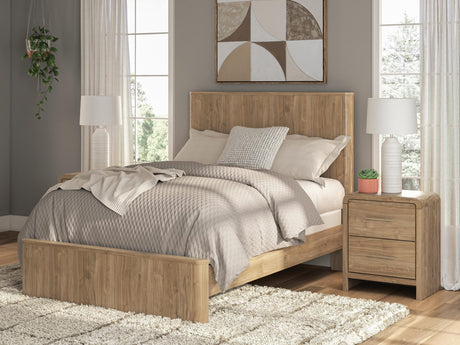 Gramburg Warm Natural Brown Full Panel Bed from Ella Furniture
