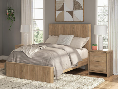 Gramburg Warm Natural Brown Full Panel Platform Bed from Ella Furniture