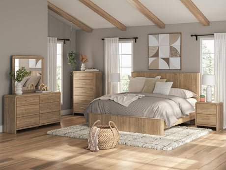 Gramburg Warm Natural Brown King Panel Bed view 2