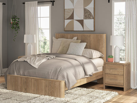 Gramburg Warm Natural Brown Queen Panel Bed from Ella Furniture