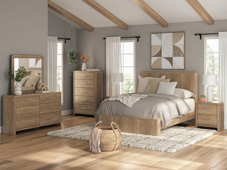 Gramburg Warm Natural Brown Queen Panel Platform Bed view 2