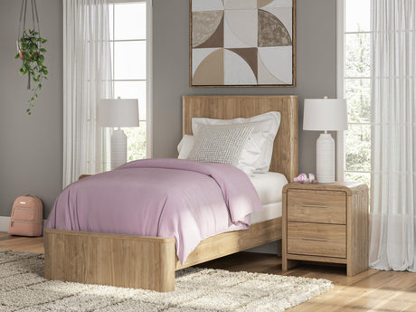Gramburg Warm Natural Brown Twin Panel Bed from Ella Furniture