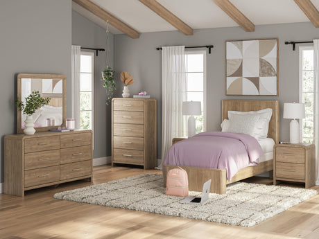 Gramburg Warm Natural Brown Twin Panel Bed view 2