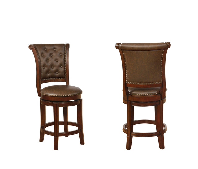 Granville Swivel Espresso/Brown Fabric Wood Counter Height Stool - Ella Furniture