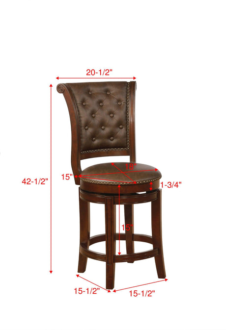 Granville Swivel Espresso/Brown Fabric Wood Counter Height Stool - Ella Furniture