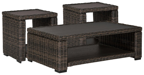 Grasson Brown Lane Outdoor Coffee Table With 2 End Tables - Ella Furniture