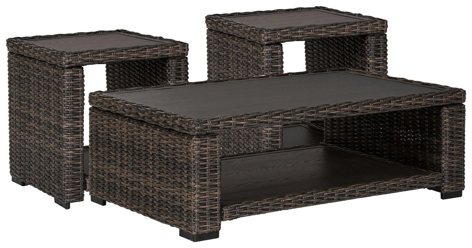 Grasson Brown Lane Outdoor Coffee Table With 2 End Tables - Ella Furniture