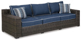 Grasson Brown/blue Lane Outdoor Sofa And 2 Chairs With Coffee Table - Ella Furniture