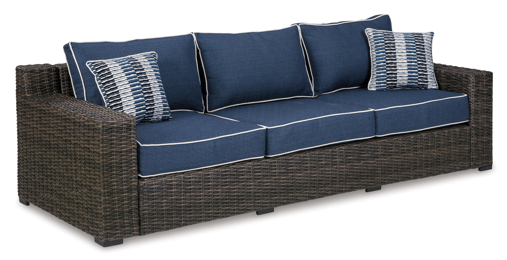 Grasson Brown/blue Lane Outdoor Sofa And Loveseat - Ella Furniture