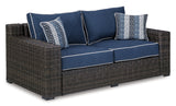 Grasson Brown/blue Lane Outdoor Sofa And Loveseat - Ella Furniture