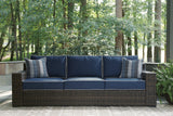 Grasson Brown/blue Lane Outdoor Sofa And Loveseat With Coffee Table - Ella Furniture