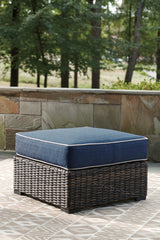 Grasson Brown/blue Lane Outdoor Sofa, Loveseat And Ottoman - Ella Furniture