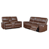 Greenfield 2-piece Power Reclining Sofa Set Saddle Brown 610264P-S2 - Ella Furniture