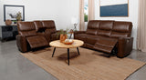 Greenfield 2-piece Power Reclining Sofa Set Saddle Brown 610264P-S2 - Ella Furniture