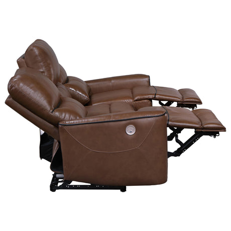 Greenfield 2-piece Power Reclining Sofa Set Saddle Brown 610264P-S2 - Ella Furniture