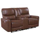 Greenfield 2-piece Power Reclining Sofa Set Saddle Brown 610264P-S2 - Ella Furniture