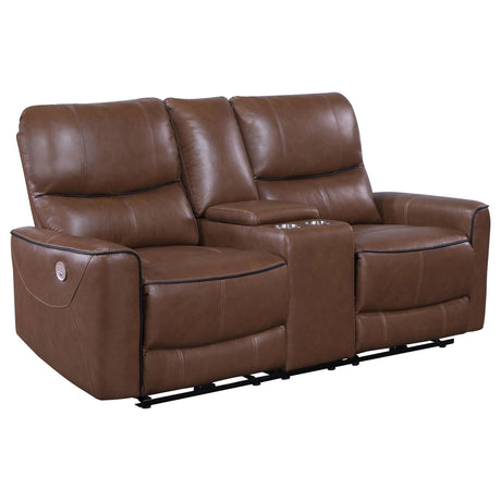 Greenfield 2-piece Power Reclining Sofa Set Saddle Brown 610264P-S2 - Ella Furniture