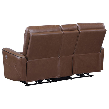 Greenfield 3-piece Power Reclining Sofa Set Saddle Brown 610264P-S3 - Ella Furniture