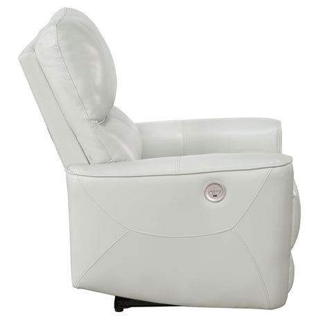 Greenfield Upholstered Power Recliner Chair Ivory 610263P - Ella Furniture
