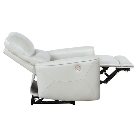 Greenfield Upholstered Power Recliner Chair Ivory 610263P - Ella Furniture